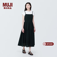 MUJI 女式 強捻 吊帶連衣裙 女裝裙子夏季純棉全棉 長(cháng)裙BC2IKC4S 黑色 M 160/84A