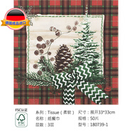 杜霓德國進(jìn)口成品印花紙巾50片//盒Duni杜霓原木漿餐桌花色餐巾紙抽紙 180739-1格子星星 3層 50片*1盒 三層/33*33CM/50片/盒
