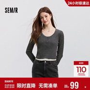 森馬毛衣女短款正肩緊身顯瘦2025春季圓領(lǐng)假兩件毛衫109125107002