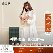 兩三事夢(mèng)囈者 2025春季新款甜美繡花鏤空肩蝴蝶結白色連衣裙 白色 S