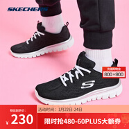斯凱奇（Skechers）秋冬季多色系運動(dòng)鞋男女款輕便軟底休閑鞋厚底增高舒適跑步鞋 12615-BKW 黑/白 37