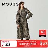 moussy 新品法式優(yōu)雅浪漫主義豹紋連衣裙女010GA630-7080 065花紋棕色 S 00001