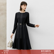 顏域氣質(zhì)黑色連衣裙秋冬2023新款女裝內搭顯瘦連身裙打底針織裙子 黑色 S/36