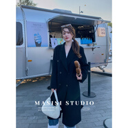 ADTNM【6折寵粉 售完不補】馬西西胖mm大碼羊毛雙面呢大衣女冬毛呢外套 高階黑(批) 現貨 S