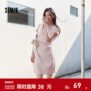 森馬（Semir）連衣裙女收腰T恤裙小心機夏季2025新款繡花圓領(lǐng)短裙簡(jiǎn)約休閑 橡皮粉61216 XS