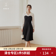 獨束【束型系列】大碼郁金裙雙版型拼接連衣裙女新款顯瘦氣質(zhì)裙子 常規蘋(píng)果型- M (尺碼：1) 拍前和客服確認尺碼