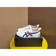 鬼?；ⅲ∣nitsuka Tiger JP）亞瑟士小白鞋Onitsuka鬼?；㈩^層皮面休閑夏季一腳蹬帆布板鞋運動(dòng) 白色/深藍色-皮面 36