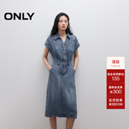ONLY2025秋季新款舒適帥氣小飛袖中長(cháng)款牛仔裙連衣裙女|125142039 J34 390洗水牛仔藍 XS