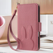 品無(wú)憂(yōu)適用iPhone16E兔子壓花皮套15Pro手機殼蘋(píng)果13 14翻蓋17MAX保護套 西瓜紅【配短繩】 iphone  x/xs