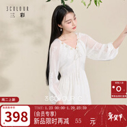 三彩【舒月觀(guān)風(fēng)】2026春季新款新中式連衣裙繡花九分袖長(cháng)裙C 米白色 XL 170/92A