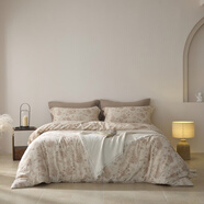 南極人（Nanjiren）復古高級感全棉棉麻床上四件套輕奢寬邊式被套床單純棉床上用品 白露 床單款 1.5m四件套被套200*230cm