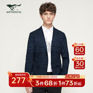 七匹狼西服男秋季格紋印花西裝男士平駁領(lǐng)中開(kāi)衩單西男裝QA 003(中灰) 44 B