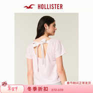 HOLLISTER美式潮流甜美棉質(zhì)露背舒適短袖T恤25夏女裝357-5003 淺粉色 XS (160/80A)