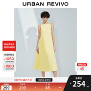UR2025春季新款女裝法式氣質(zhì)后拉鏈收腰無(wú)袖連衣裙UWM750031 米黃 XL
