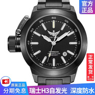 野狼手表瑞士自動(dòng)機械機芯ETA282男士機械表防水軍潮夜光男表V1022 全黑款-藍光