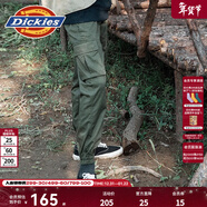 Dickies休閑褲 男女同款新復古回潮印花多口袋束口工裝褲百搭8 軍綠色 28