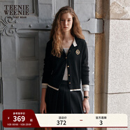 Teenie Weenie小熊秋季綿羊毛軟糯毛針織開(kāi)衫簡(jiǎn)約通勤毛衣外套女裝 黑色 XS (155)