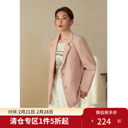 獨束大碼女裝通勤輕職業(yè)隨性西裝外套女春季新款微胖mm簡(jiǎn)約風(fēng)尚上衣 云層粉 L （尺碼：2） 拍前和客服確認尺碼