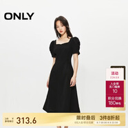 ONLY 2025春季氣質(zhì)復古方領(lǐng)泡泡袖中長(cháng)款連衣裙女|125107026