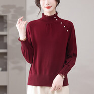 獅哲思（SHIZHESI）漂亮減齡小衫2026新款今年流行打底衫薄款內搭毛衣女初春季針織衫 紅色 M