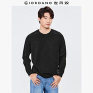 佐丹奴長(cháng)袖T恤男新款純棉休閑風(fēng)單口袋寬松圓領(lǐng)套頭衫男01024852 09標志黑 L