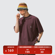 瞬時(shí)山野Monterest X Quiksilver聯(lián)名 針織羅紋logo撞色繡花圓領(lǐng)短袖T恤男 深櫻桃紅 XS