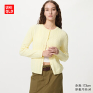 優(yōu)衣庫女裝紐花圓領(lǐng)針織開(kāi)衫/毛衣外套空調衫通勤秋冬新款488123 488123/41杏黃色 XS