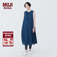 MUJI MUJI 女式強捻無(wú)袖連衣裙女裝連身裙子夏季純棉全棉長(cháng)裙BC2JNC4S 藏青色 XL (165/92A)