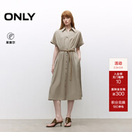 ONLY2025秋季新款純色A字傘裙翻領(lǐng)短袖中長(cháng)裙連衣裙女|125107123 E05鼠尾草綠色 L