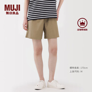 MUJI女式 水洗 平紋 短褲 休閑 褲子女款夏季款女裝中褲 外穿 米色5S M (160/66A)