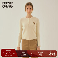 Teenie Weenie小熊女裝秋季簡(jiǎn)約風(fēng)亨利領(lǐng)修身套頭肌理感毛衣針織女 象牙白 M 165
