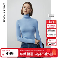 朗姿騏驥紅【羊毛Basic衣櫥】純羊毛毛針織衫冬季新款修身長(cháng)袖毛衣 天藍色2 M