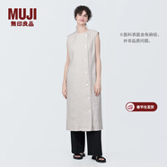 MUJI 女式 麻混 彈力 背心連衣裙 女裝裙子夏季背心裙  BC2IHC4S 淺灰色 XL (165/92A)