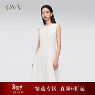 OVV春夏熱賣(mài)女裝三醋酸面料經(jīng)典A字無(wú)袖連衣裙小白裙 本白（凈色）02 M
