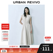 UR2025春季新款女裝簡(jiǎn)約V領(lǐng)打攬收腰無(wú)袖連衣裙UYY750004 卡其 (袖口偏大) XL