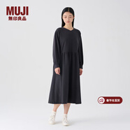MUJI女式 法蘭絨抽褶連衣裙 美拉德純棉起毛寬松長(cháng)裙子秋冬 BC08CC3A 炭灰色 M 160/84A