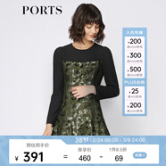 PORTS寶姿新品女裝簡(jiǎn)約圓領(lǐng)迷彩魚(yú)尾下擺連衣裙SA9D026GFQ026 銅繡綠 S (4)