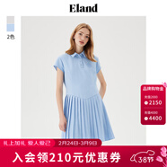ELAND衣戀連衣裙女簡(jiǎn)約POLO領(lǐng)條紋修身微彈通勤裙子 淺藍色(51)L/Blue S 160