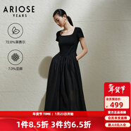 艾諾絲雅詩(shī)【商場(chǎng)同款】2025夏季新品萊賽爾中長(cháng)款連衣裙收腰小黑裙40439097 黑色 M