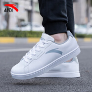 安踏板鞋男鞋2026春季學(xué)生白色小白鞋休閑透氣運動(dòng)鞋旗艦男士滑板鞋子 白/淺灰 42