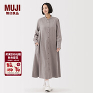 MUJI女式 法蘭絨 立領(lǐng)長(cháng)袖連衣裙女裝裙子純棉連身裙25年冬季 米色 L (165/88A)