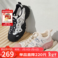 駱駝（CAMEL）丑萌登山鞋女時(shí)尚撞色戶(hù)外休閑鞋 L24S076620 米/銀/粉 38