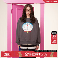 拉拉波波哆啦A夢(mèng)新款設計感減齡薄衛衣女圓領(lǐng)寬松顯瘦高級上衣ABCD-WSTS18 灰色 L