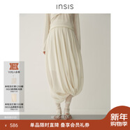 INSISFEMME強捻精梳棉2026春季新款文藝風(fēng)扭結斜擺花苞半身裙女 格陵蘭白 S