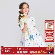 PawinPaw卡通小熊童裝夏季女童兒童裙子圓領(lǐng)花朵連衣裙 紫色/75 110