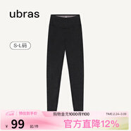 ubras仿牛仔高腰收腹加絨打底褲女保暖時(shí)尚高彈可外穿 黑色平腰款 1條 L
