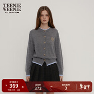 Teenie Weenie小熊秋季綿羊毛軟糯毛針織開(kāi)衫簡(jiǎn)約通勤毛衣外套女裝 深灰色 M (165)