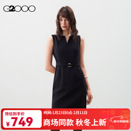 G2000【肌理感/多面彈性/商場(chǎng)新款】女裝FW25優(yōu)雅氣質(zhì)無(wú)袖連衣裙 多面彈-肌理感-黑色 XS （32）