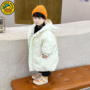 G.duck童裝兒童羽絨服男童中長(cháng)款加厚男孩外套冬季寶寶衣服過(guò)膝長(cháng)款冬裝 米白色 100 建議90-100cm3-4歲