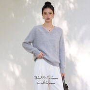MUSLEY QUEENV領(lǐng)26春新款羊毛衫女無(wú)縫羊絨羊毛拉絨百搭秋冬毛衣 山羊灰 均碼